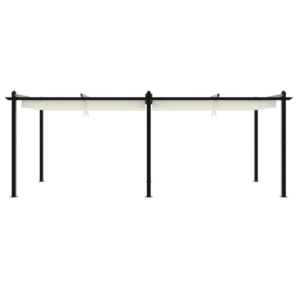 vidaXL Garden Gazebo with Retractable Roof Cream 3x6 m Aluminium