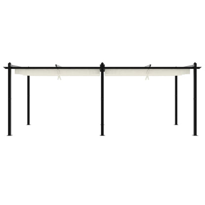 vidaXL Garden Gazebo with Retractable Roof Cream 3x6 m Aluminium