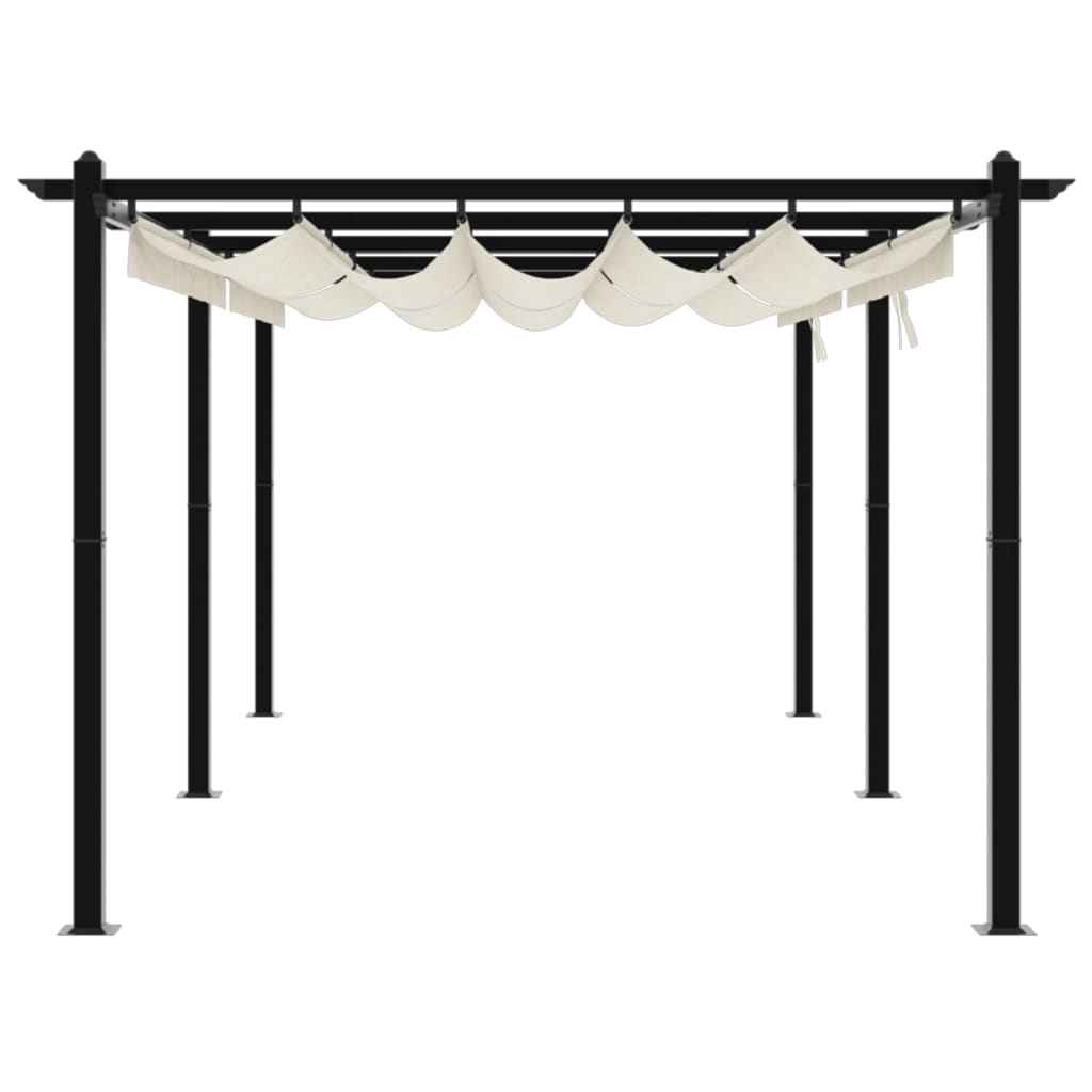 vidaXL Garden Gazebo with Retractable Roof Cream 3x6 m Aluminium