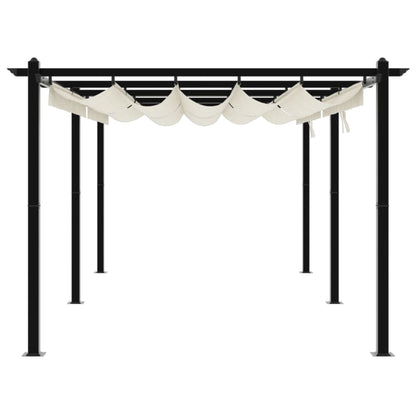 vidaXL Garden Gazebo with Retractable Roof Cream 3x6 m Aluminium