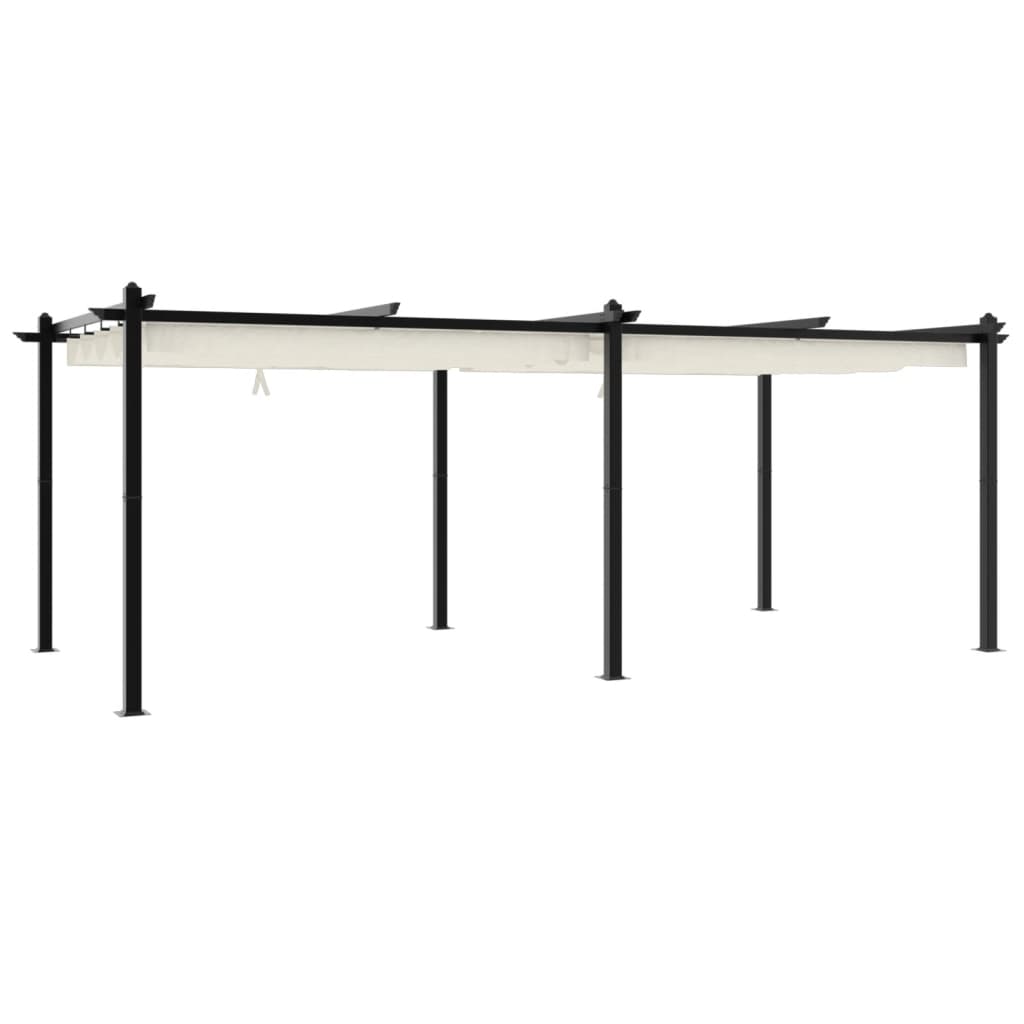 vidaXL Garden Gazebo with Retractable Roof Cream 3x6 m Aluminium
