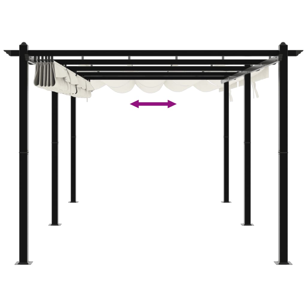vidaXL Garden Gazebo with Retractable Roof Cream 3x6 m Aluminium