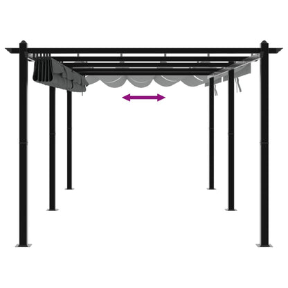 vidaXL Garden Gazebo with Retractable Roof Anthracite 3x6 m Aluminium