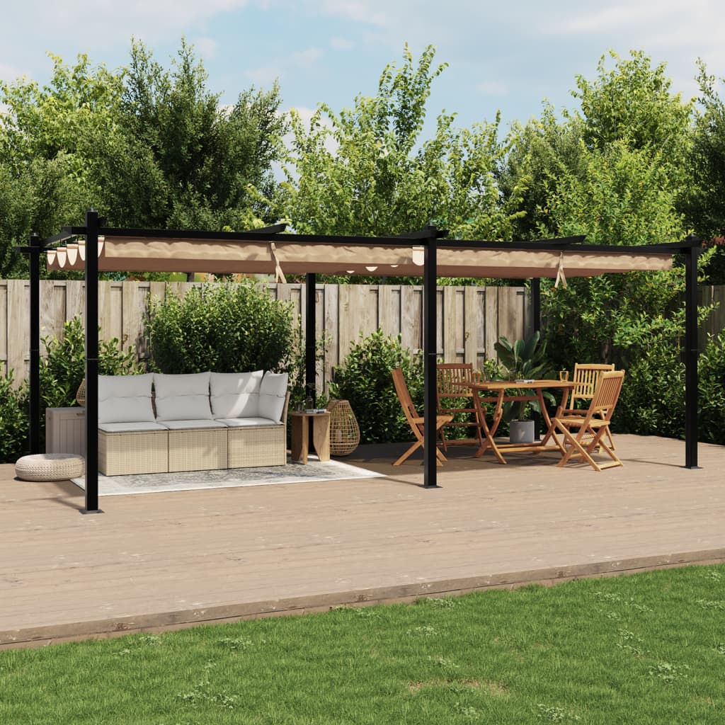vidaXL Garden Gazebo with Retractable Roof Taupe 3x6 m Aluminium
