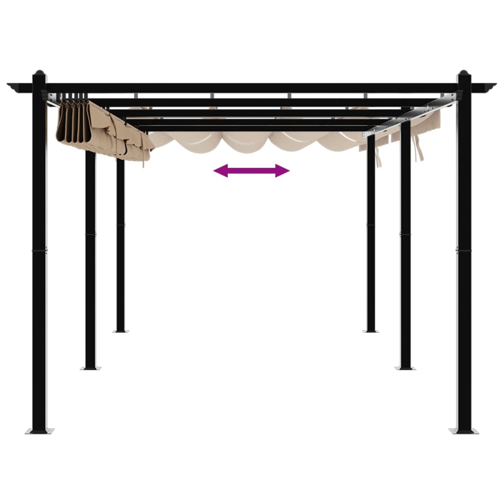 vidaXL Garden Gazebo with Retractable Roof Taupe 3x6 m Aluminium