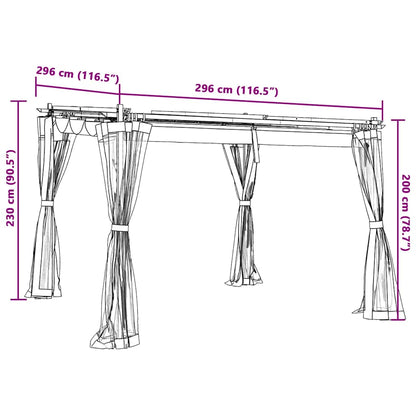 vidaXL Gazebo with Mesh Walls Anthracite 3x3 m Steel