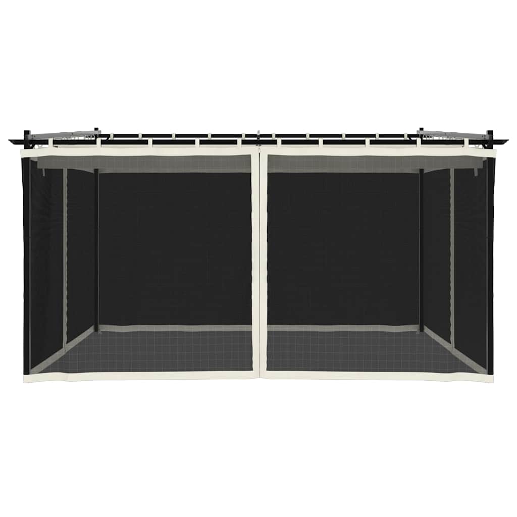 vidaXL Gazebo with Mesh Walls Cream 4x3 m Steel