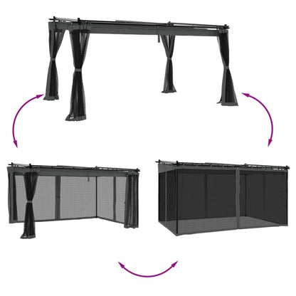 vidaXL Gazebo with Mesh Walls Anthracite 4x3 m Steel