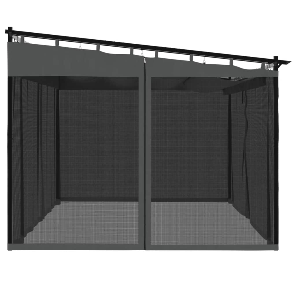 vidaXL Gazebo with Mesh Walls Anthracite 4x3 m Steel