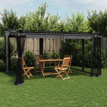vidaXL Gazebo with Mesh Walls Anthracite 4x3 m Steel