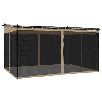 vidaXL Gazebo with Mesh Walls Taupe 4x3 m Steel