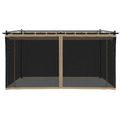 vidaXL Gazebo with Mesh Walls Taupe 4x3 m Steel