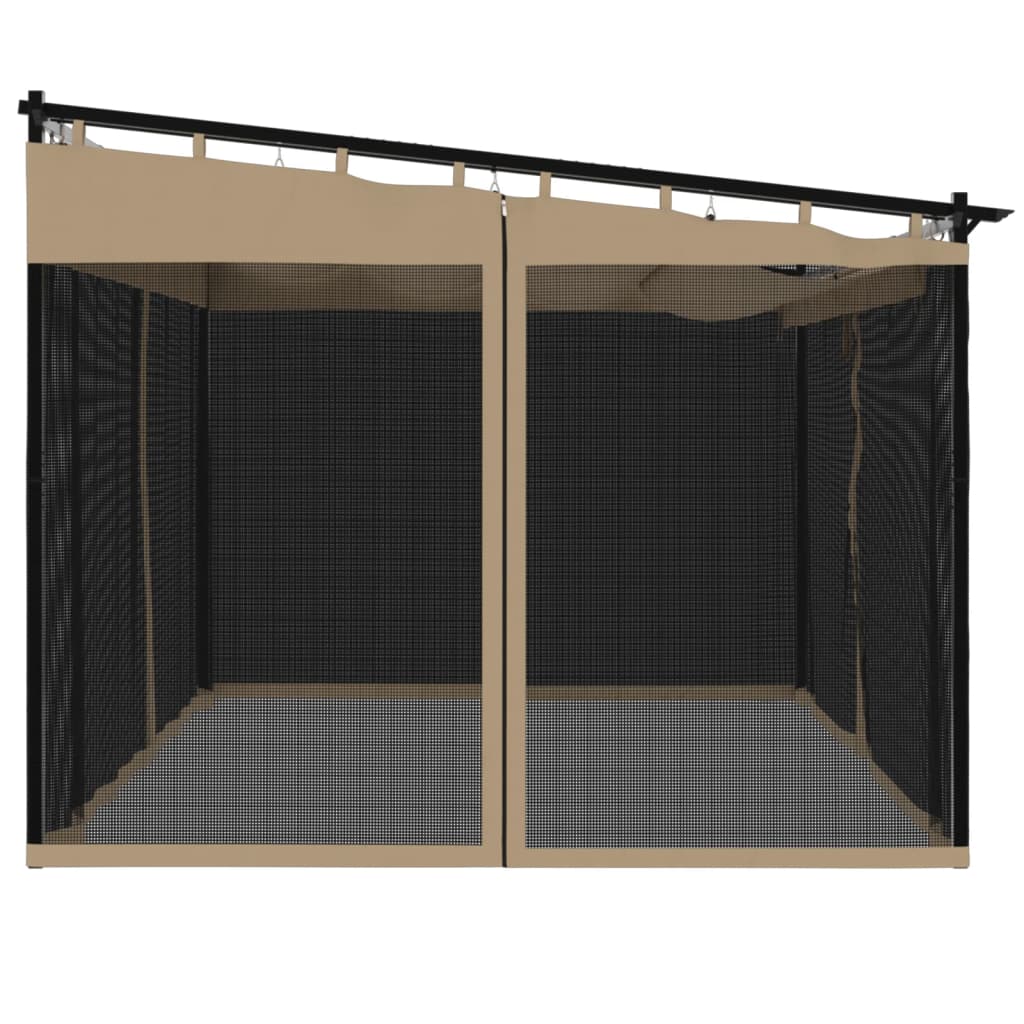 vidaXL Gazebo with Mesh Walls Taupe 4x3 m Steel