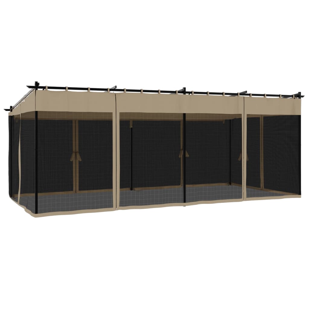 vidaXL Gazebo with Mesh Walls Taupe 6x3 m Steel