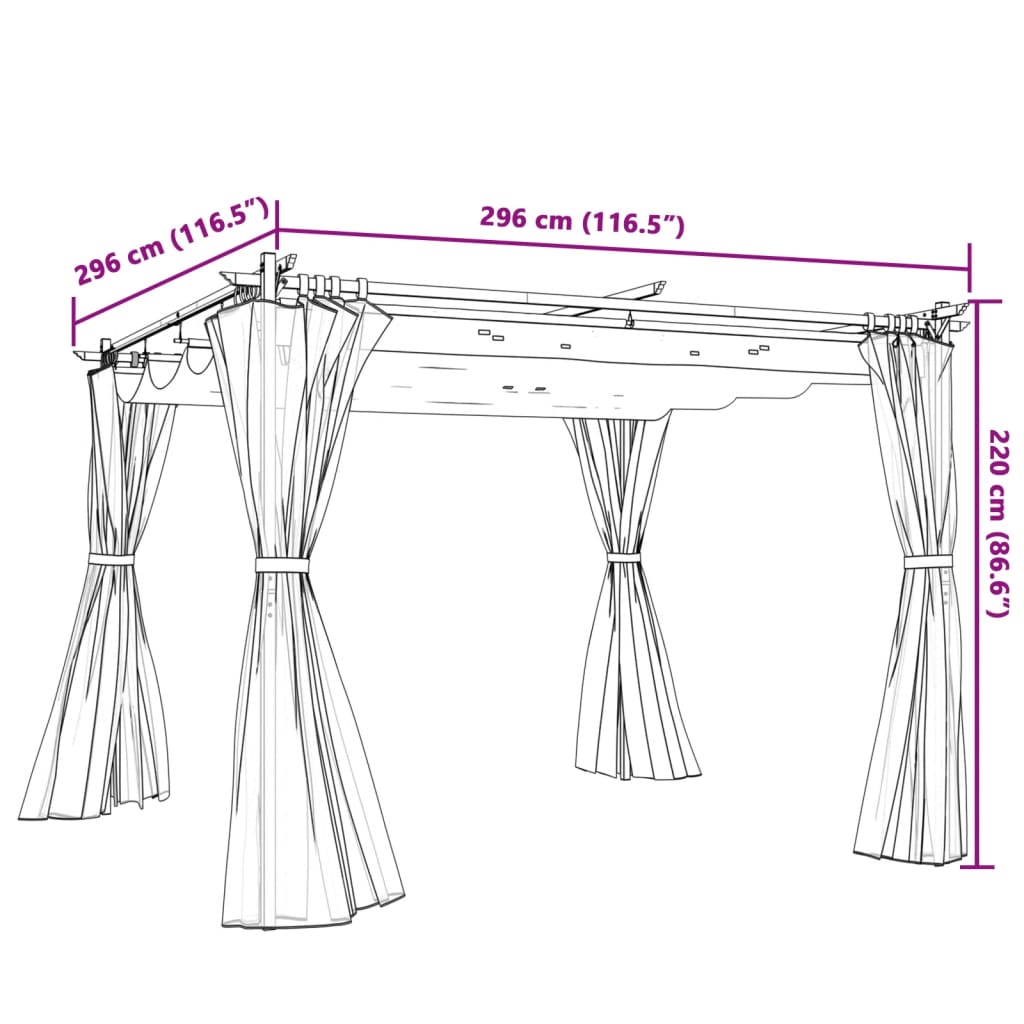 vidaXL Gazebo with Curtains Anthracite 3x3 m Steel