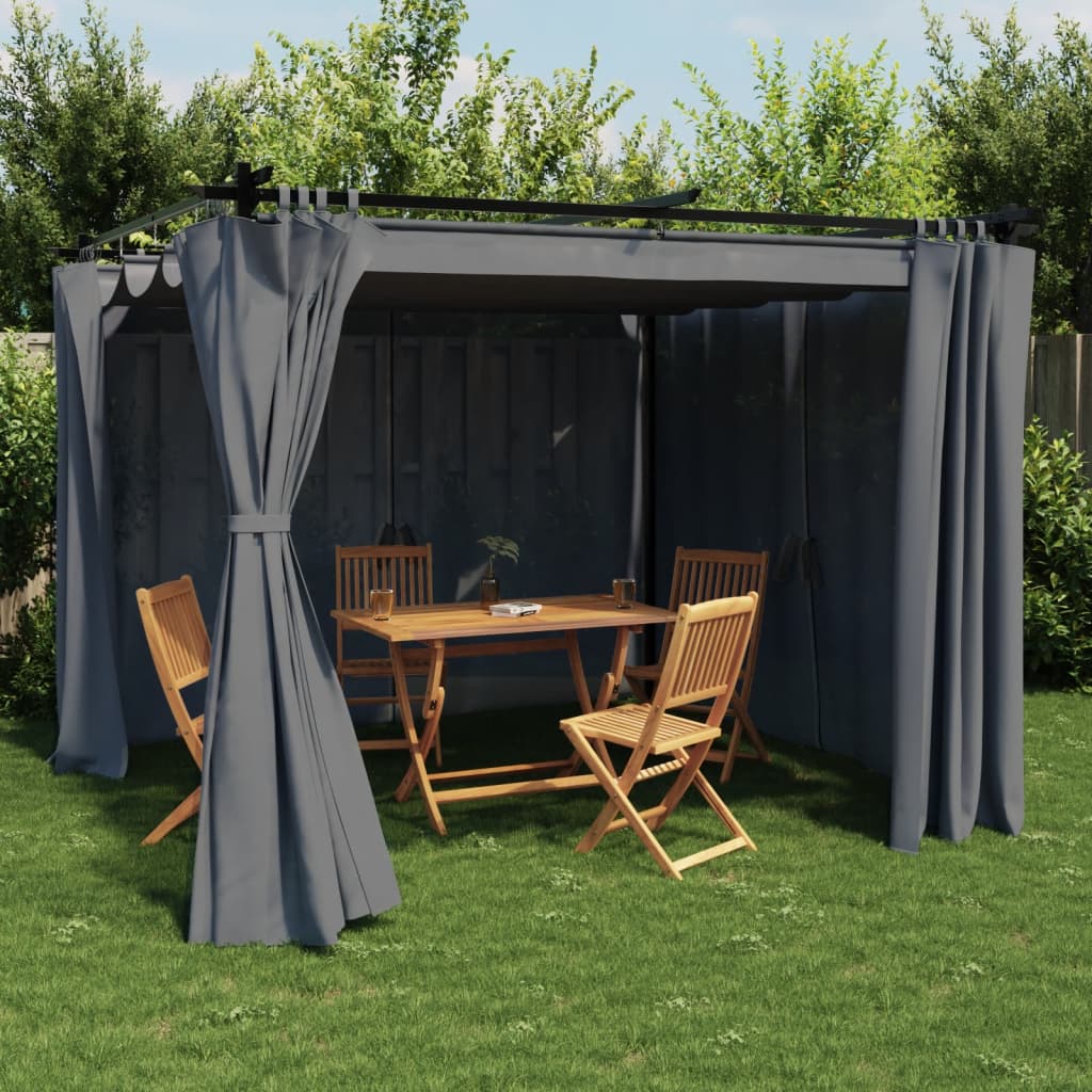 vidaXL Gazebo with Curtains Anthracite 3x3 m Steel