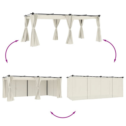 vidaXL Gazebo with Curtains Cream 6x3 m Steel
