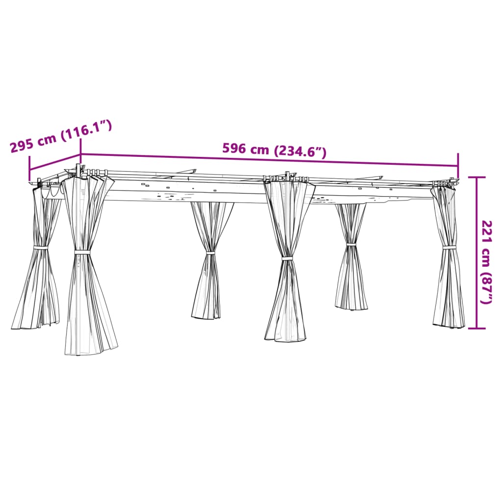 vidaXL Gazebo with Curtains Taupe 6x3 m Steel