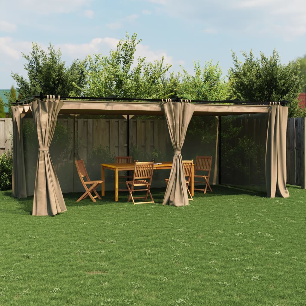 vidaXL Gazebo with Curtains Taupe 6x3 m Steel