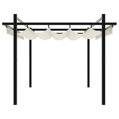 vidaXL Garden Gazebo with Retractable Roof Cream 3x3 m Aluminium