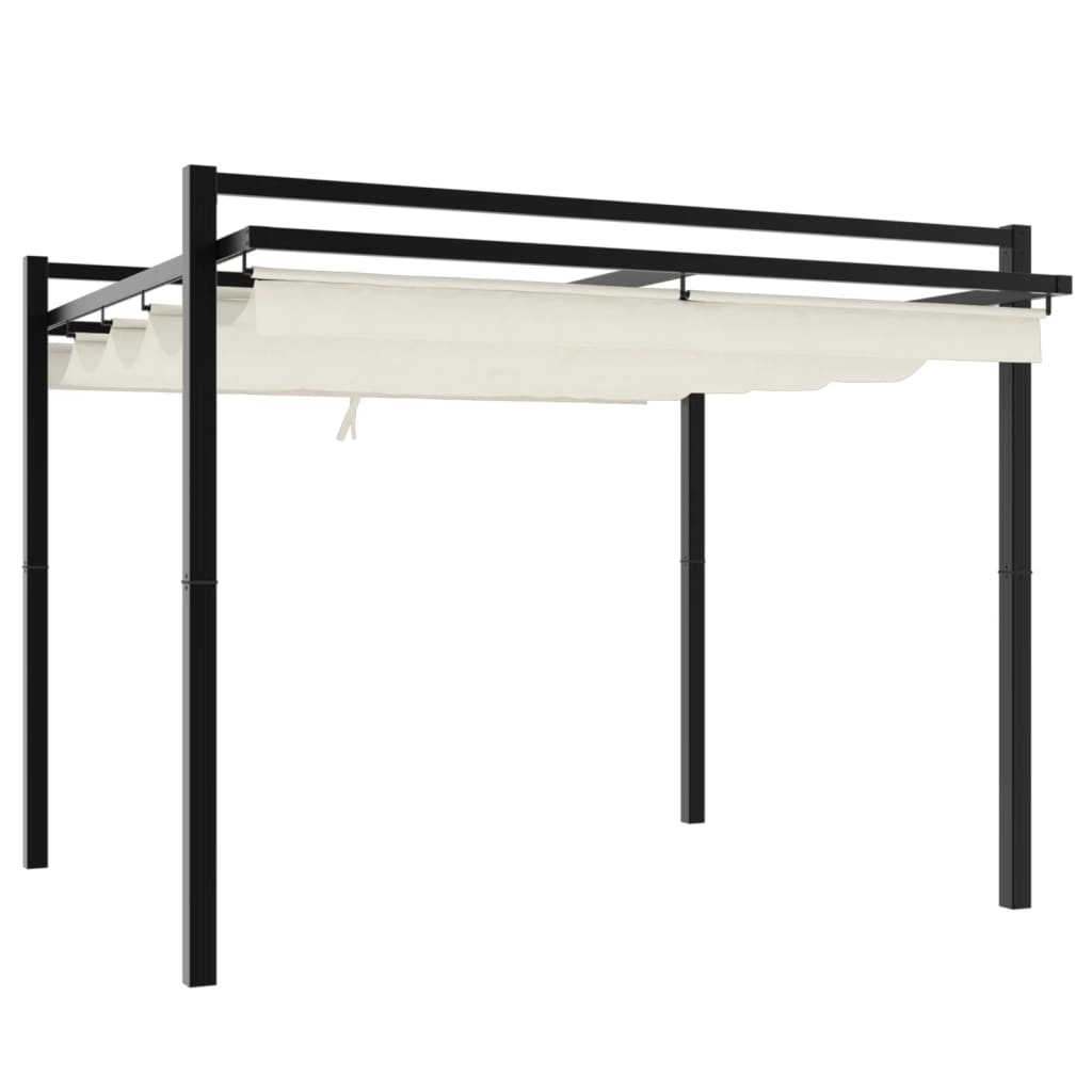 vidaXL Garden Gazebo with Retractable Roof Cream 3x3 m Aluminium