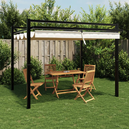 vidaXL Garden Gazebo with Retractable Roof Cream 3x3 m Aluminium