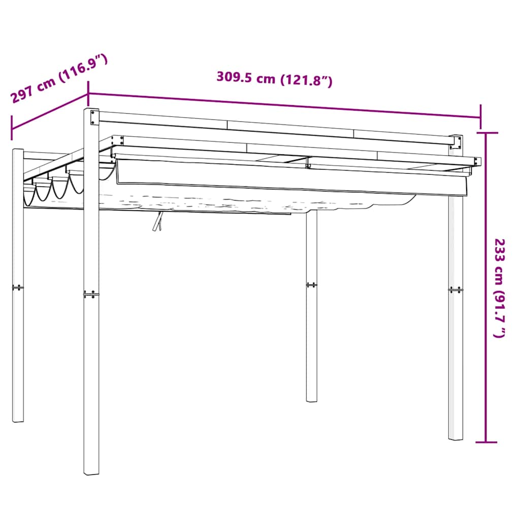 vidaXL Garden Gazebo with Retractable Roof Anthracite 3x3 m Aluminium