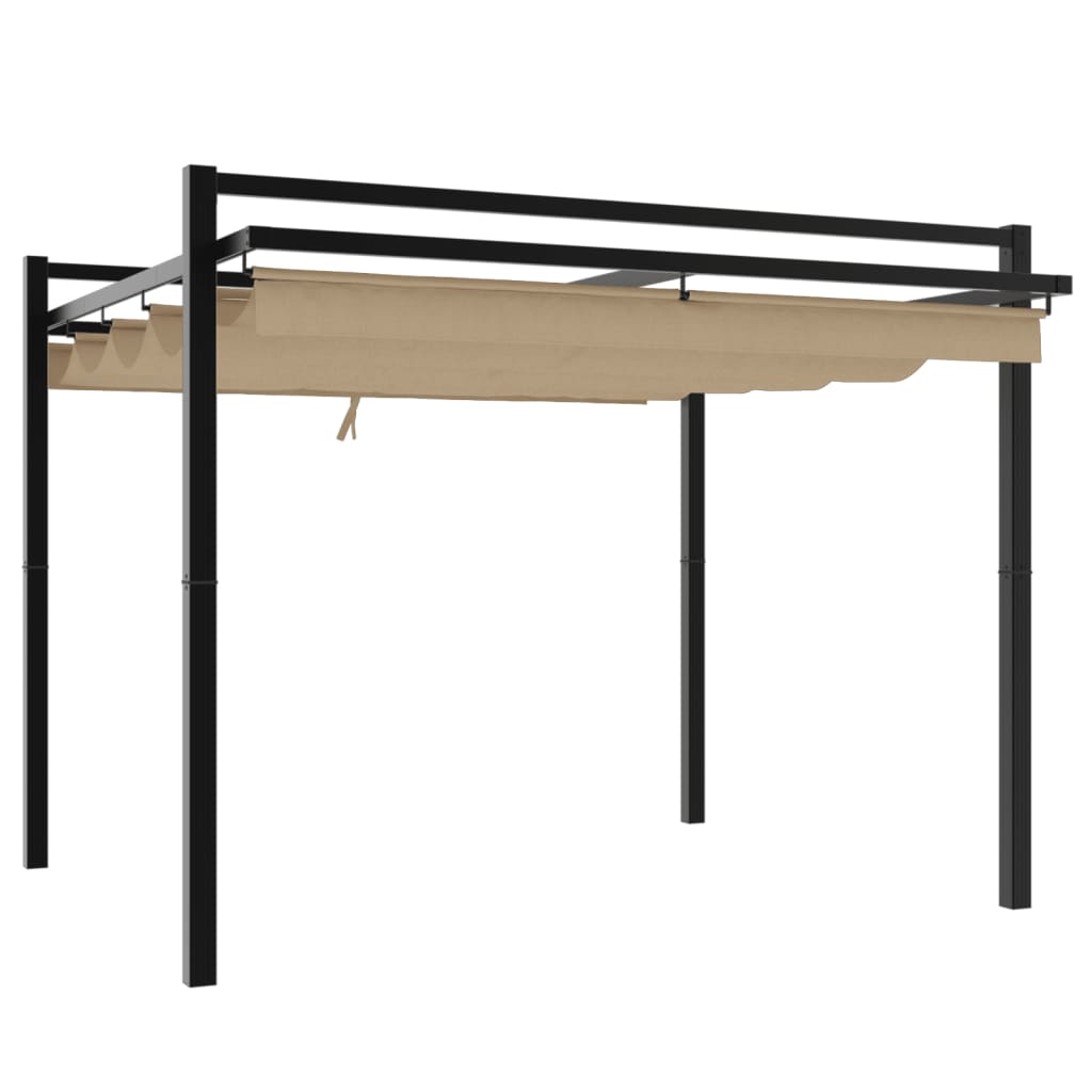 vidaXL Garden Gazebo with Retractable Roof Taupe 3x3 m Aluminium