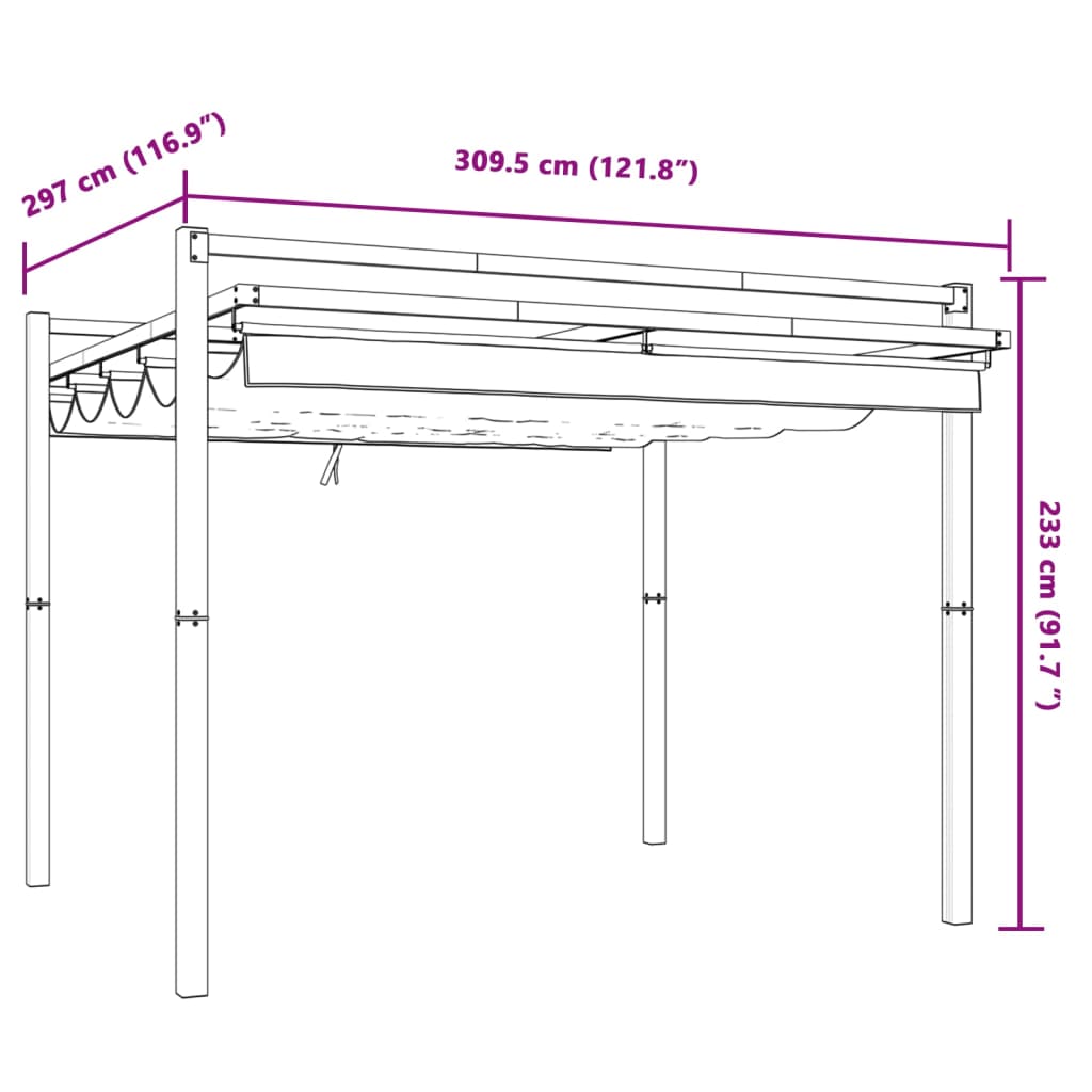 vidaXL Garden Gazebo with Retractable Roof Taupe 3x3 m Aluminium