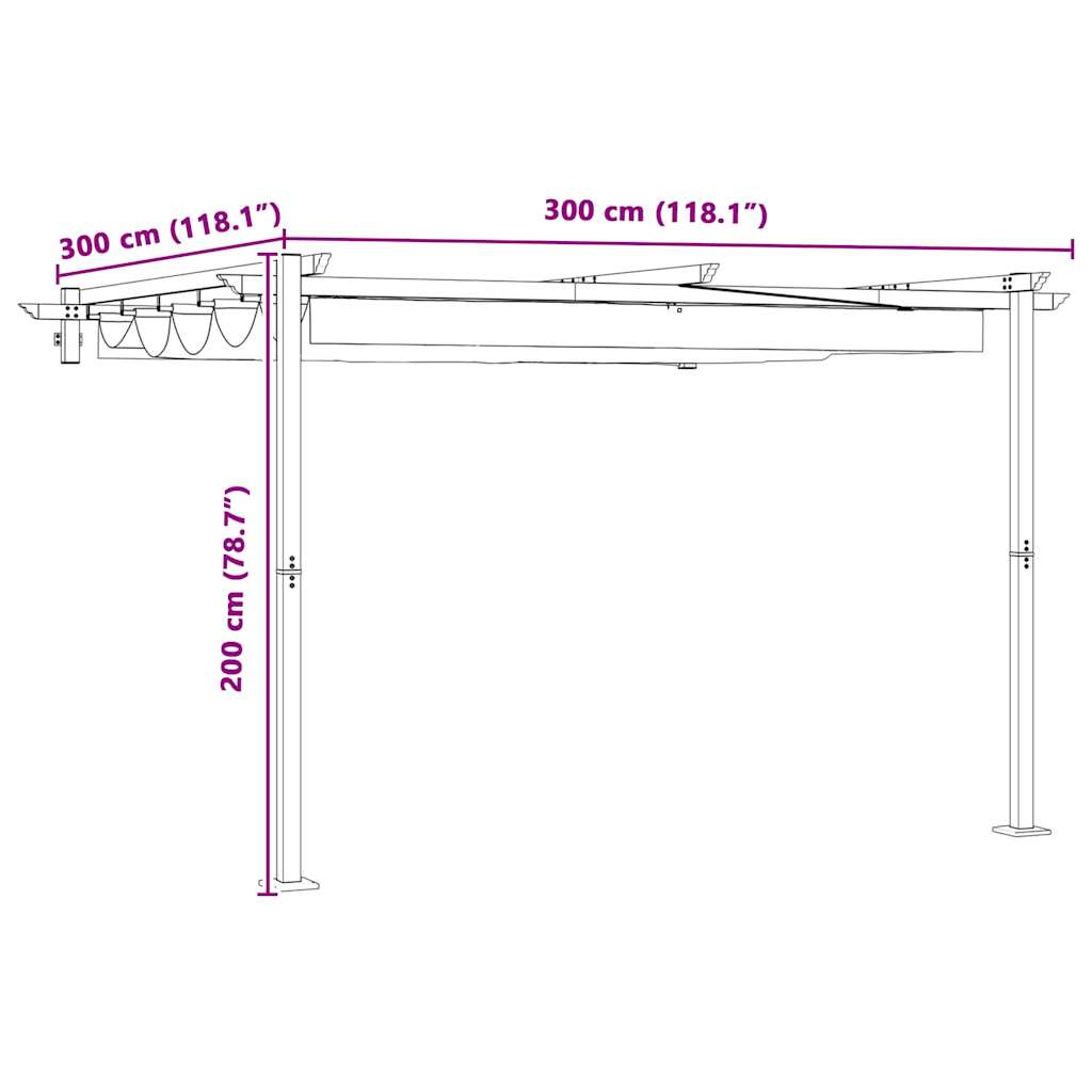 vidaXL Gazebo 300 x 300 x 200 cm Cream Polyester