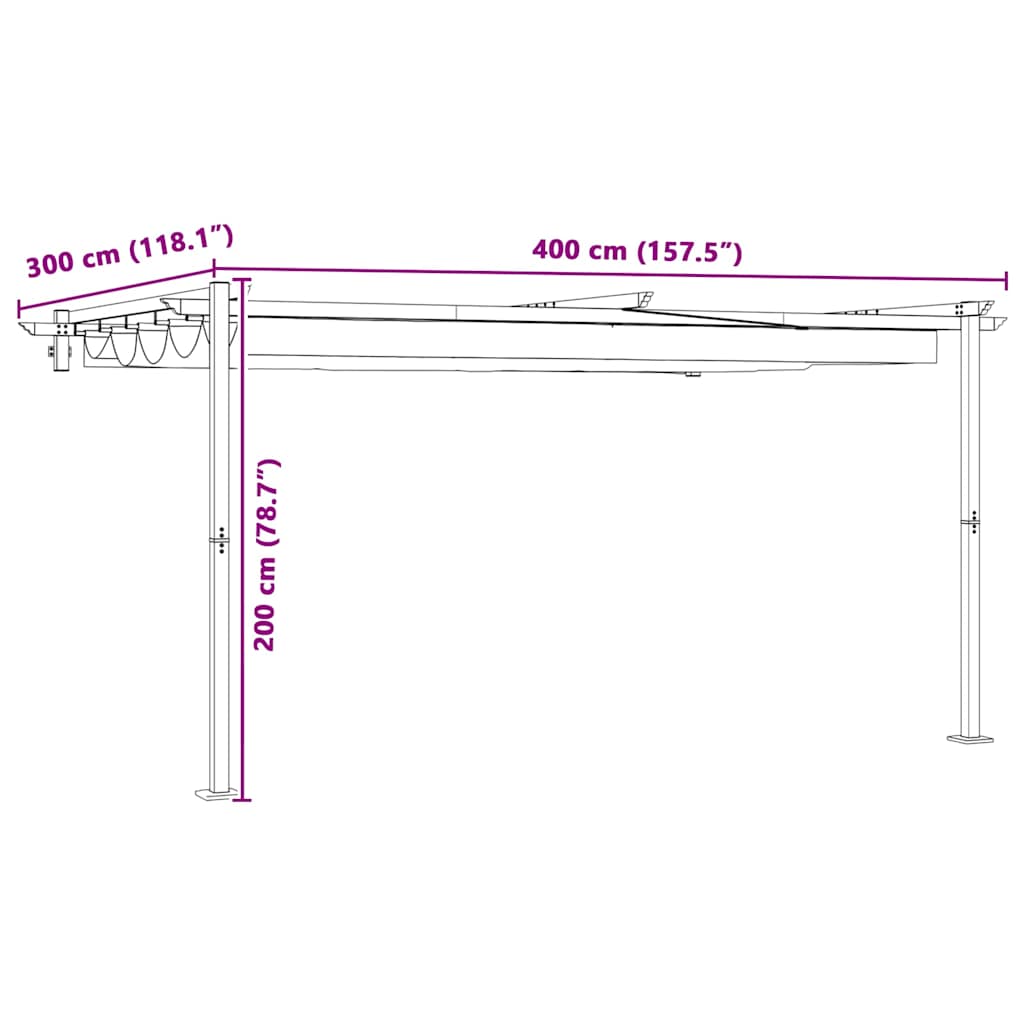 vidaXL Gazebo 400 x 300 x 200 cm Cream Polyester
