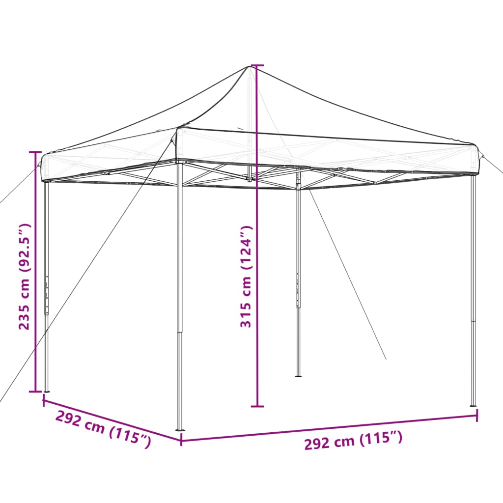 vidaXL Foldable Party Tent Pop-Up Burgundy 292x292x315 cm - Red