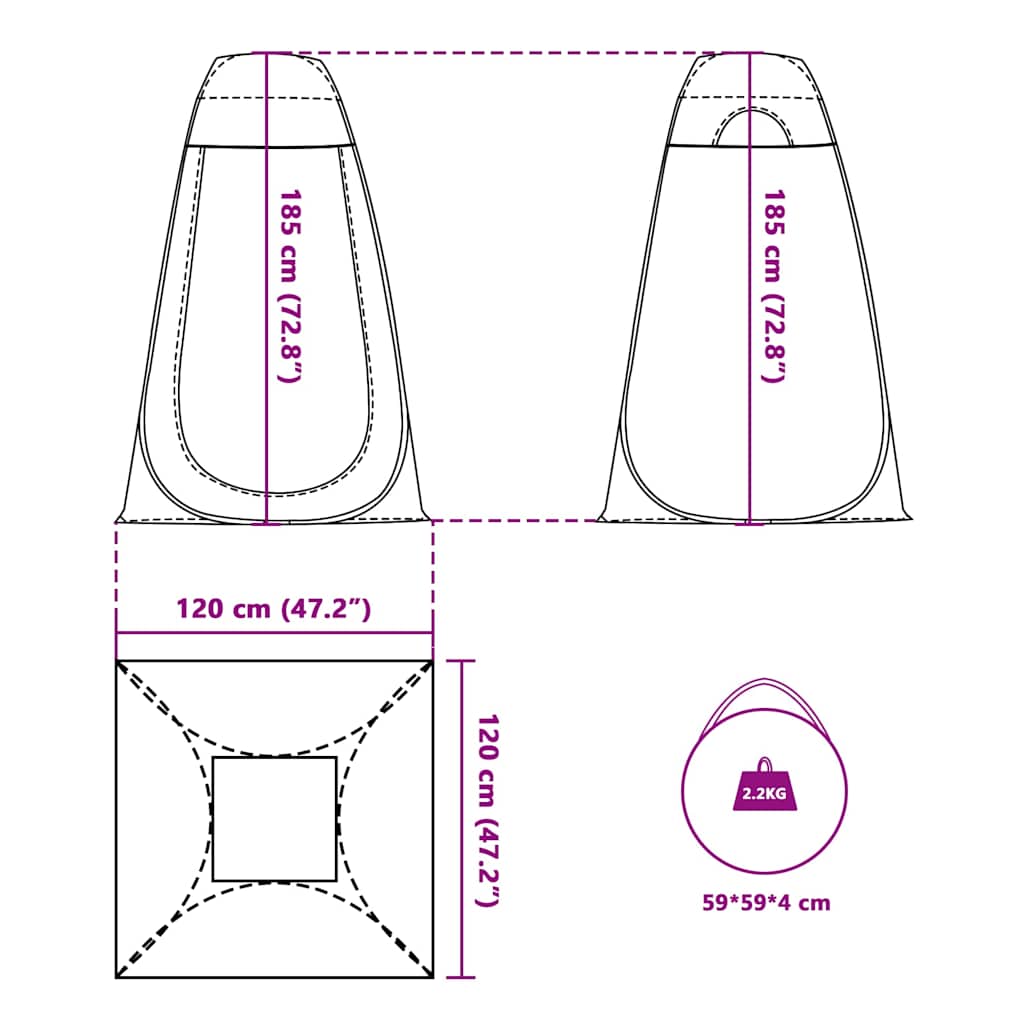 vidaXL Privacy Tent Grey and Orange Pop-up Waterproof