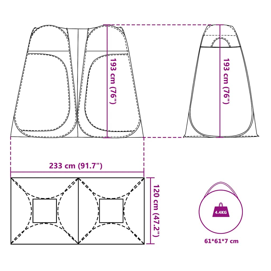 vidaXL Privacy Tent Grey and Orange Pop-up Waterproof - 36073