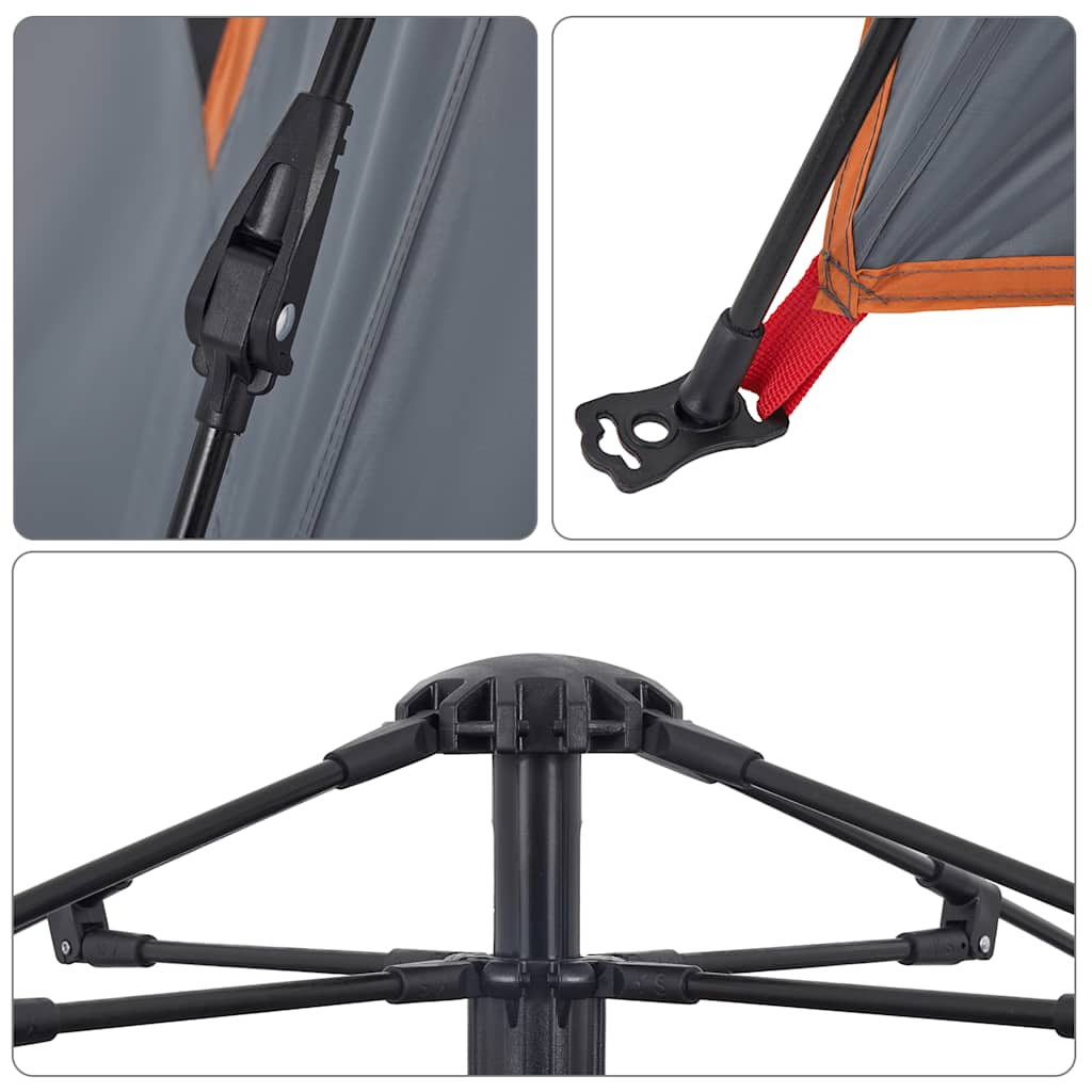 vidaXL Camping Tent Dome 4-Person Grey and Orange Quick Release
