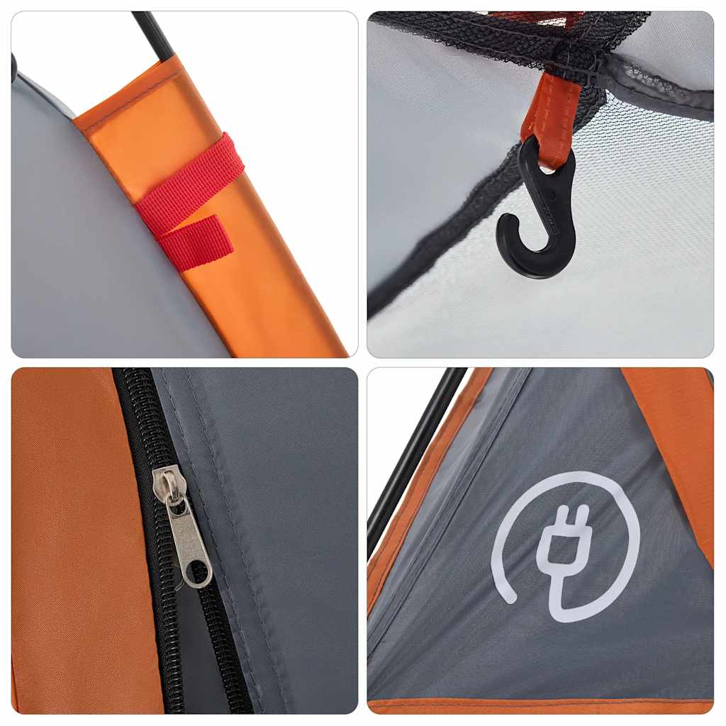 vidaXL Camping Tent Dome 4-Person Grey and Orange Quick Release