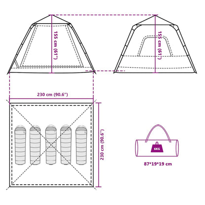 vidaXL Camping Tent Dome 5-Person Green Quick Release