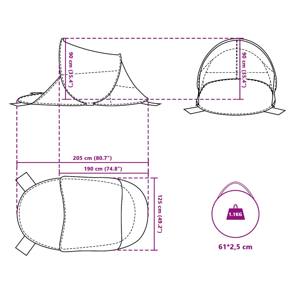 vidaXL Beach Tent Sea Green Pop-up Waterproof