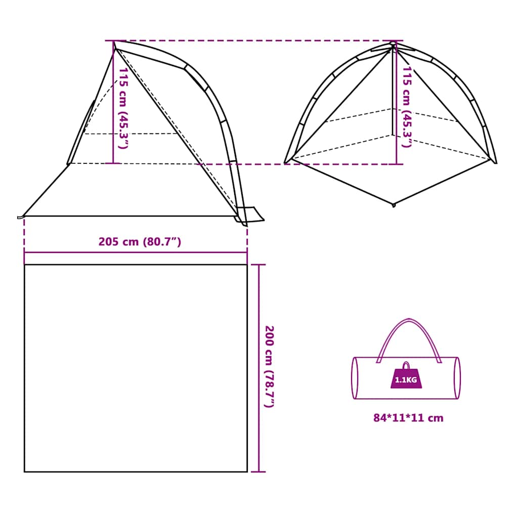 vidaXL Beach Tent Sea Green Quick Release Waterproof