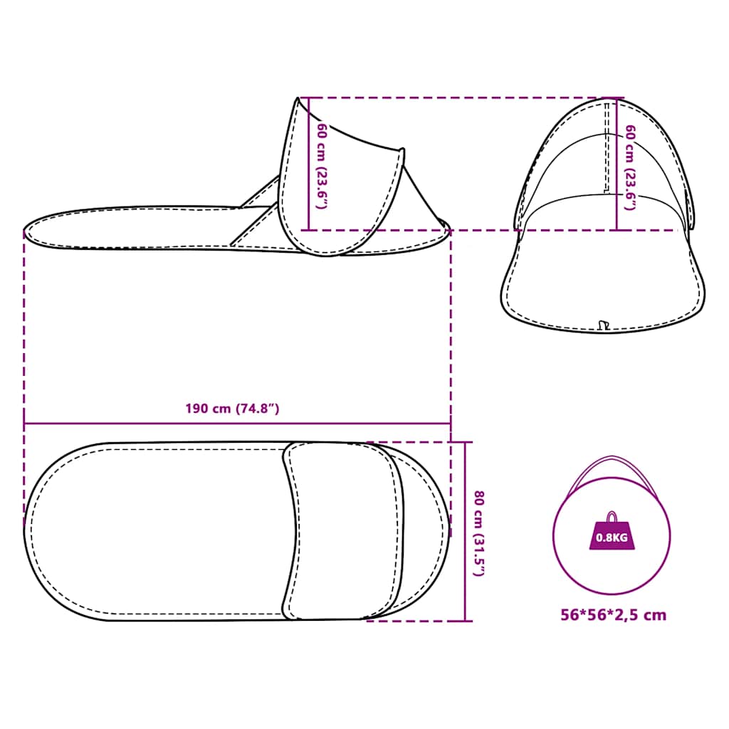 vidaXL Beach Tent Azure Blue Pop-up Waterproof - 36141