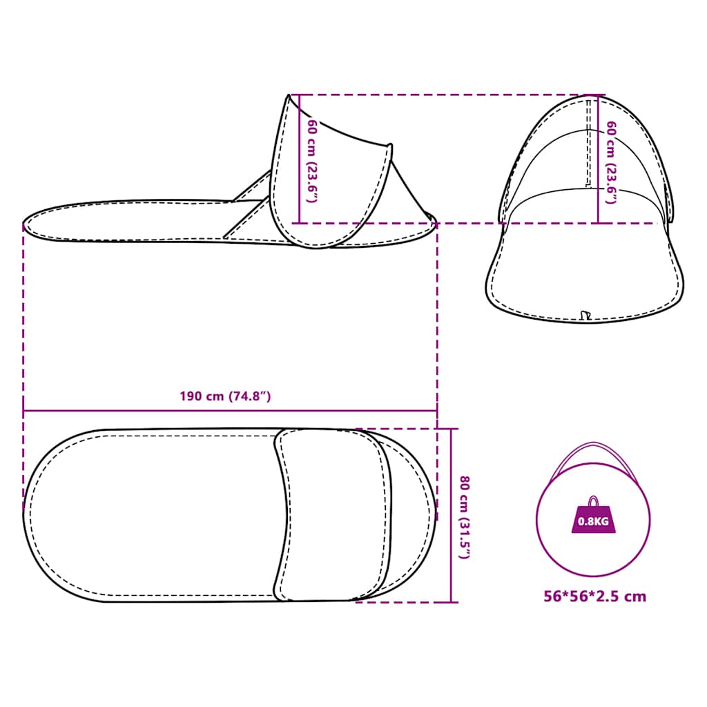 vidaXL Beach Tent Grey Pop-up Waterproof - 36146
