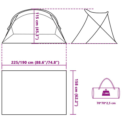 vidaXL Beach Tent 2-Person Grey Pop-up Waterproof