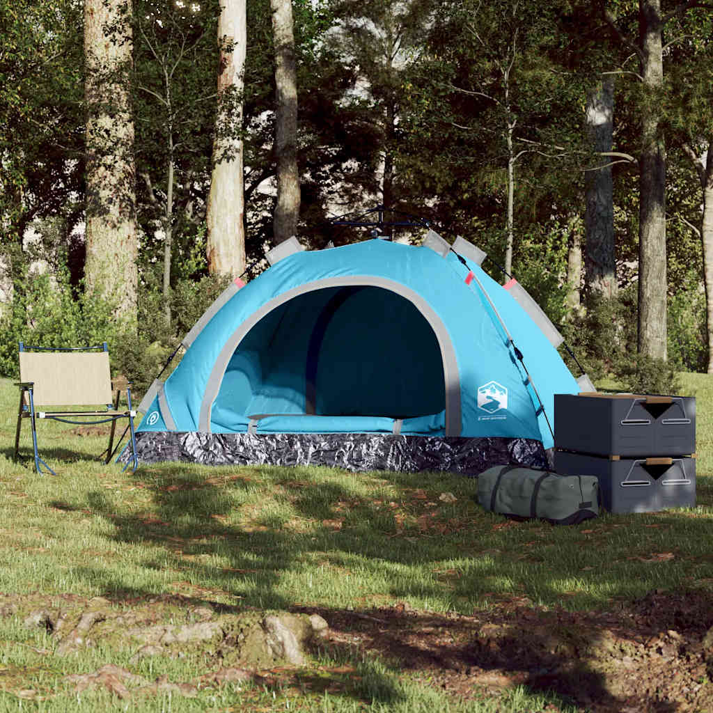 vidaXL Camping Tent 2-Person Blue Quick Release
