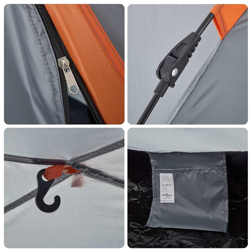 vidaXL Camping Tent 2-Person Grey and Orange Quick Release