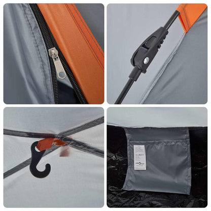 vidaXL Camping Tent 2-Person Grey and Orange Quick Release