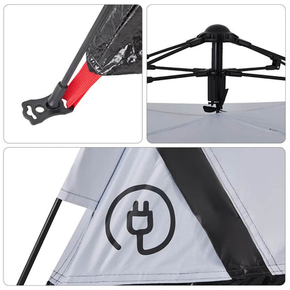 vidaXL Camping Tent 2-Person White Blackout Fabric Quick Release