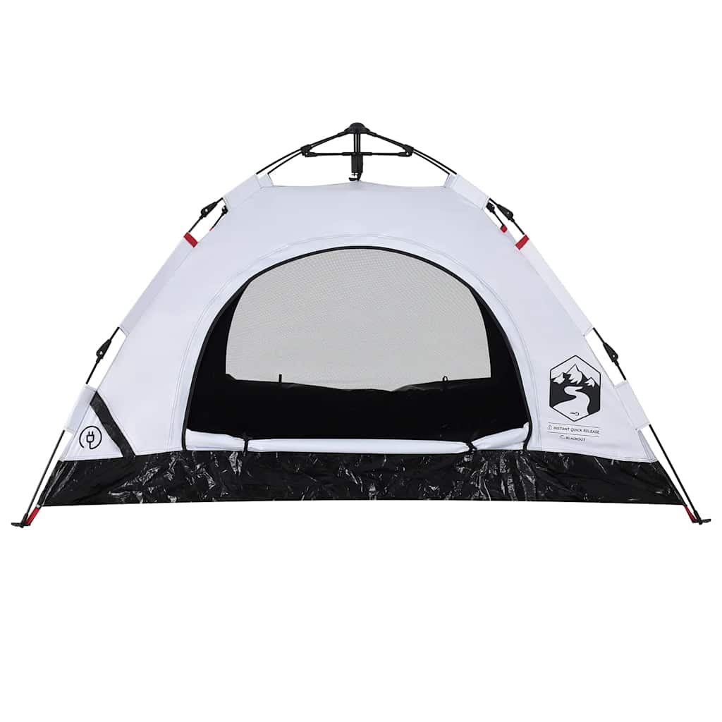 vidaXL Camping Tent 2-Person White Blackout Fabric Quick Release