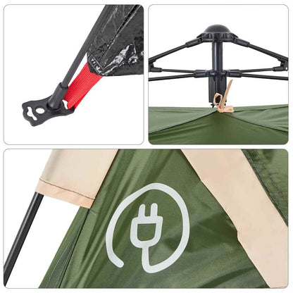 vidaXL Camping Tent 3-Person Green Quick Release