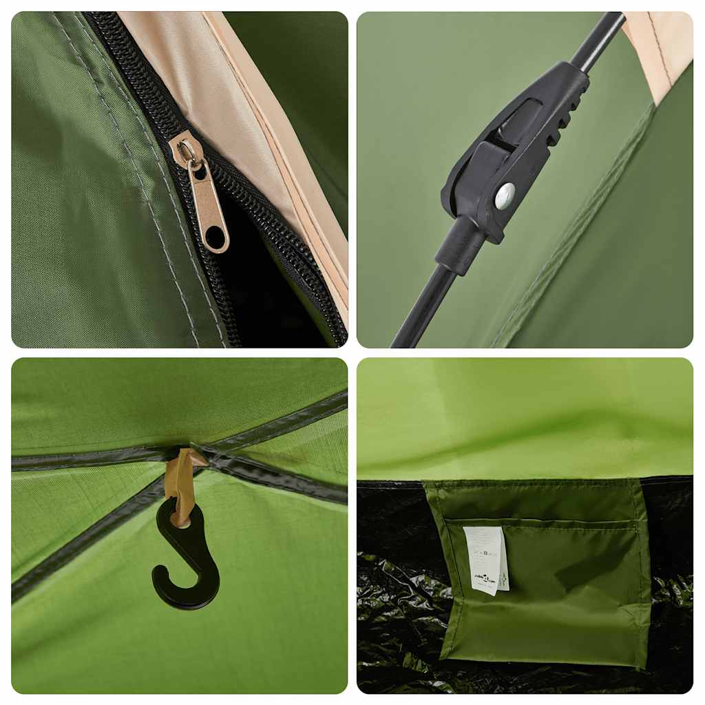 vidaXL Camping Tent 3-Person Green Quick Release