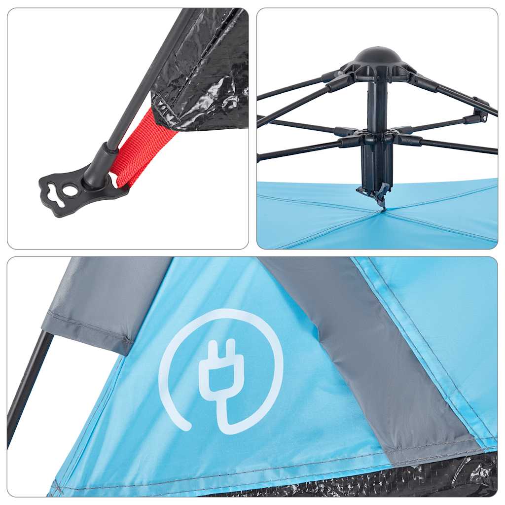vidaXL Camping Tent 3-Person Blue Quick Release